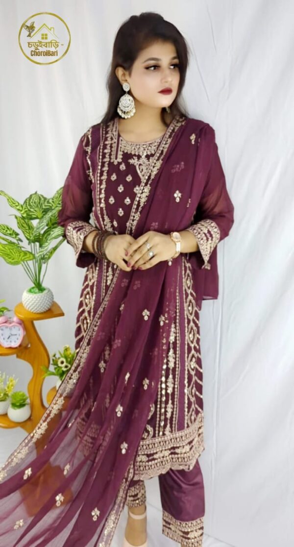Premium Weightless Georgette Readymade 3pis - Image 4
