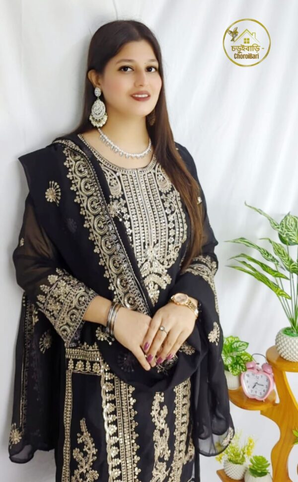 🖤Premium Weightless Georgette🥳 full stitch Size -44 - Image 7