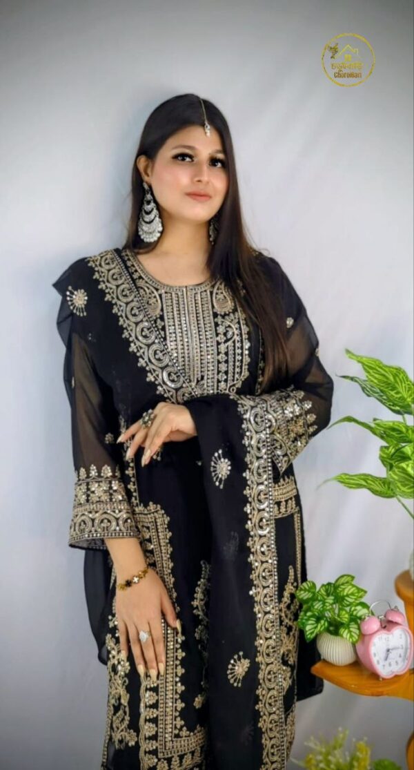 🖤Premium Weightless Georgette🥳 full stitch Size -44 - Image 2