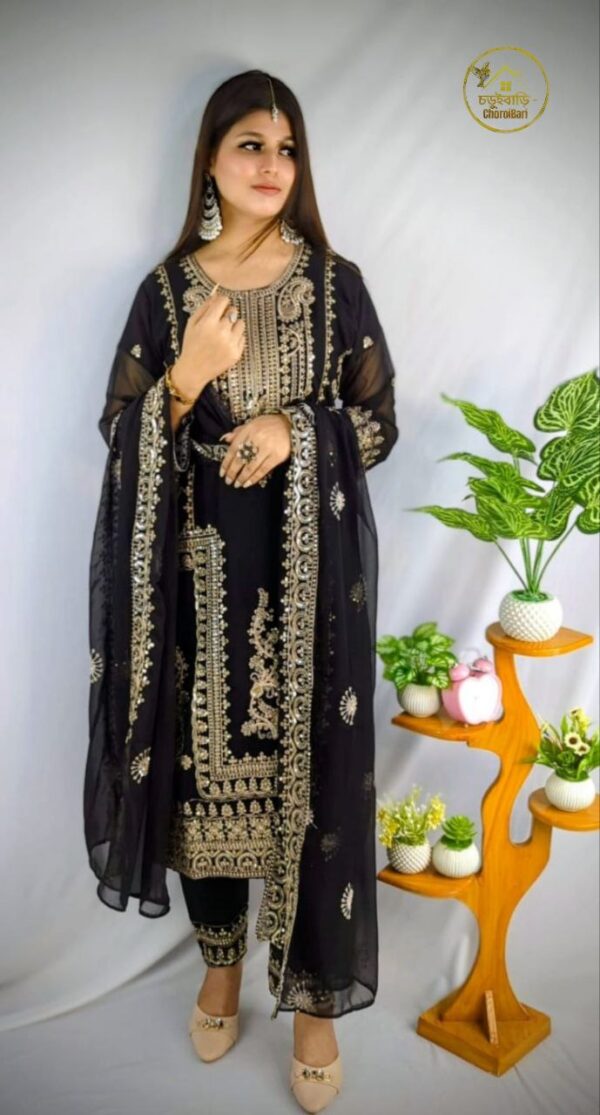 🖤Premium Weightless Georgette🥳 full stitch Size -44 - Image 4