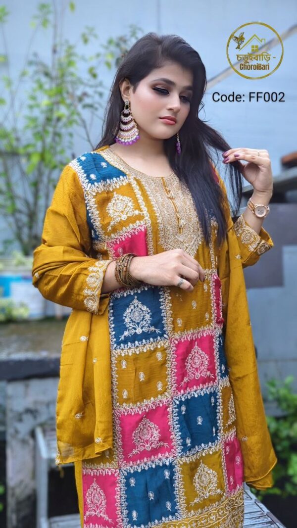 Multi-Color Combination Silk Georgette 3pis
